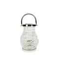 Northlight Seasonal Modern White Decorative Woven Iron Pillar Candle Lantern with Glass Hurricane 31580075